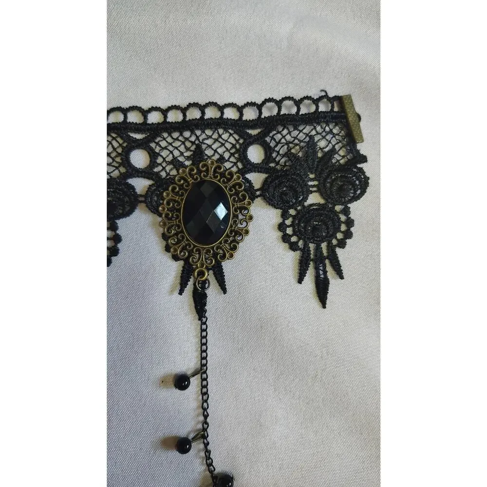 Vintage Gothic Lace Finger Ring Bracelet